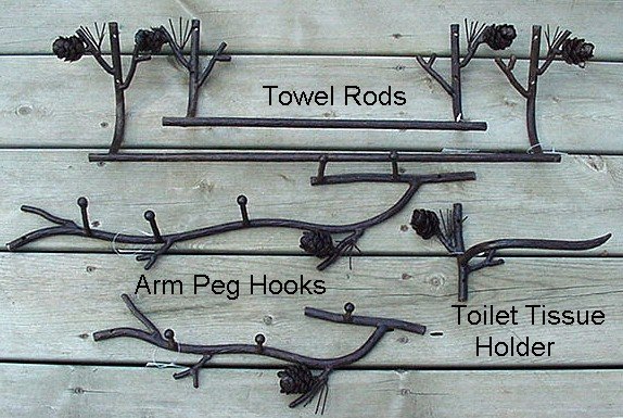 Handcrafted Iron Lodge Pinecone Bathroom 24" Towel Bar