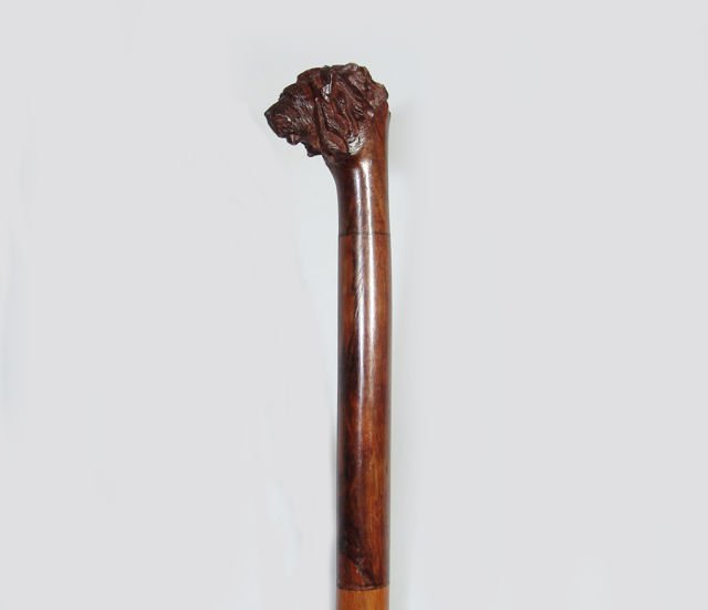Lion Head Mukwa Wood Walking Stick / Cane Handmade in Zimbabwe!