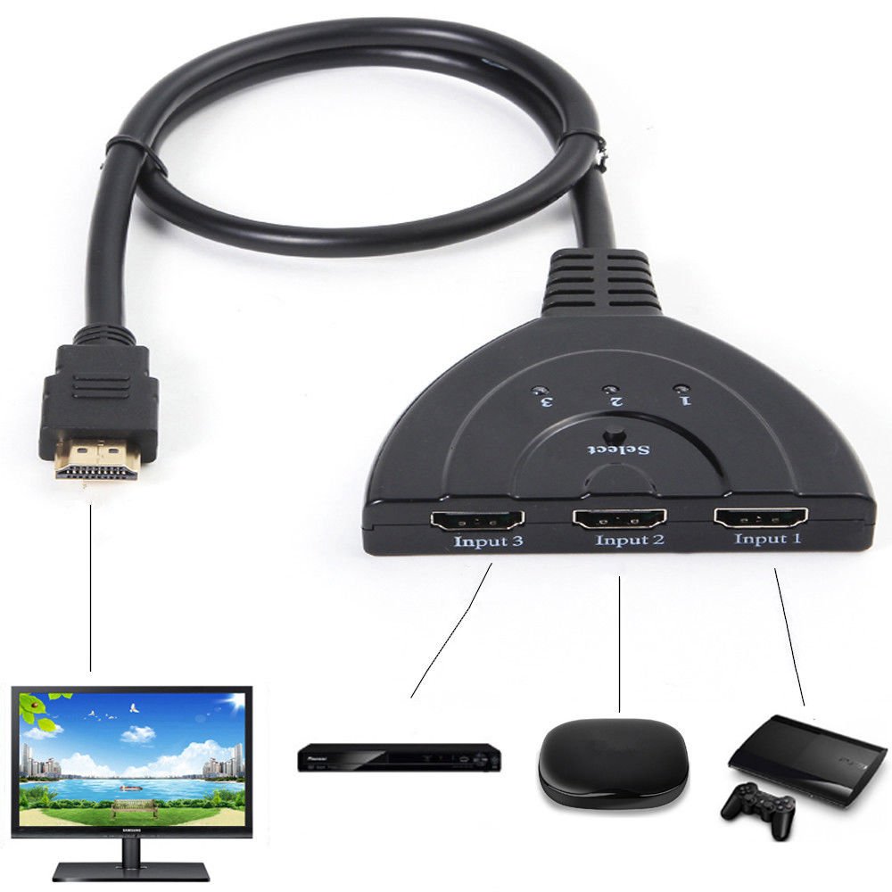 3 Port 1080P HDMI AUTO Switch Splitter Switcher HUB Box