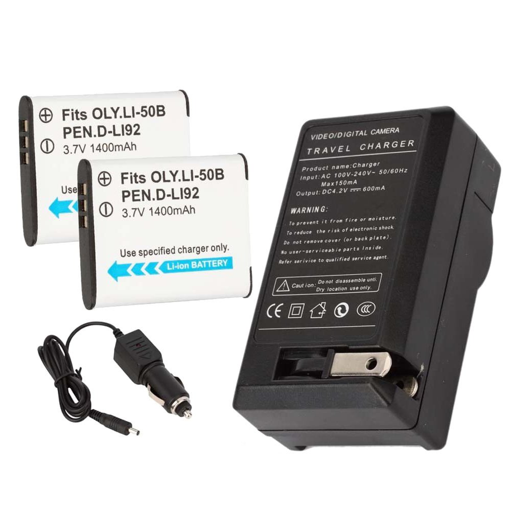 2x LI-50B Battery + Charger for Olympus Mju Tough 6020 8010 5010