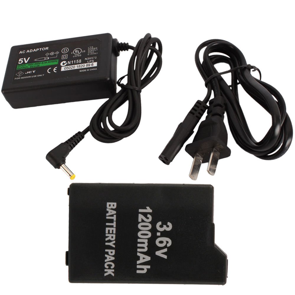 3.6V 1200mAh Battery + 5V AC Adapter Charger for Sony PSP 2000 2001