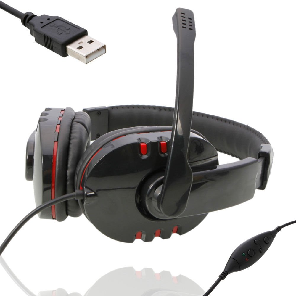 2m Length Luxury Leather Headset with Microphone for PS3/PC