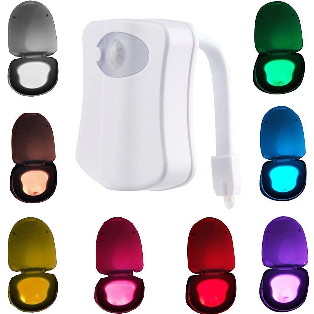 Motion Activated Sensor Toilet Nightlight 8 Color Changing Colorful Light