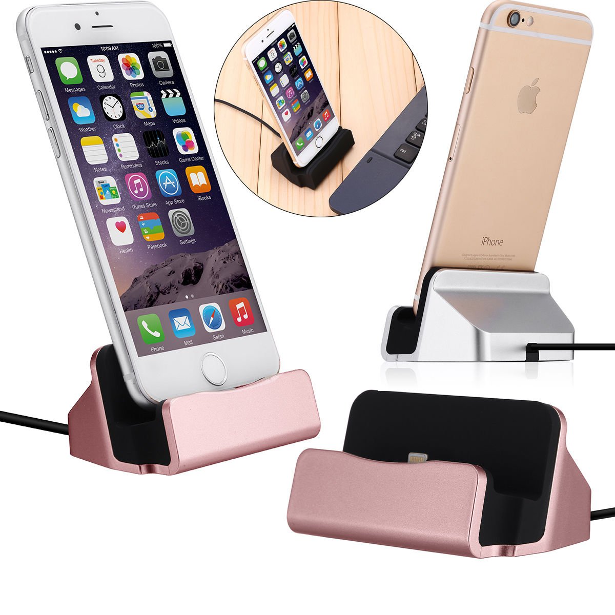 Desktop Charger Stand Dock Station Sync Charging Cradle For iPhone 6 6S 7 Plus