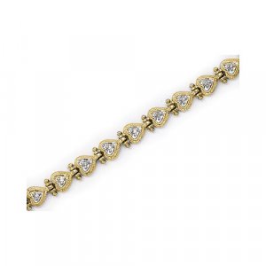 .20 CT DIAMOND HEART BRACELETS IN 14 KT YELLOW SETTING