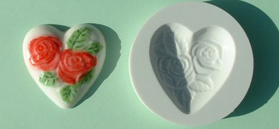 FOOD GRADE MOLD - Heart with Roses Design - Cake Decorating Mold - The Art of Cake Dressing - (08)