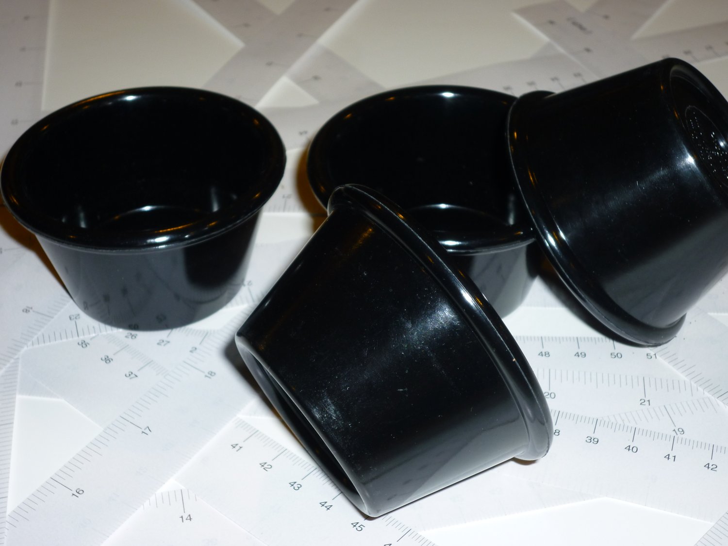 Four Ramekins - Black - Break-resistant Melamine - Dishwater Safe