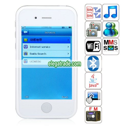 HiPhone phone 5 Quad Band Dual Cards Dual Standby Dual Cameras WIFI Bluetooth Java Phone