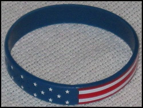 Support Our Troops in Iraq Patriotic American USA Flag Wristband W22 Military Red White & Blue
