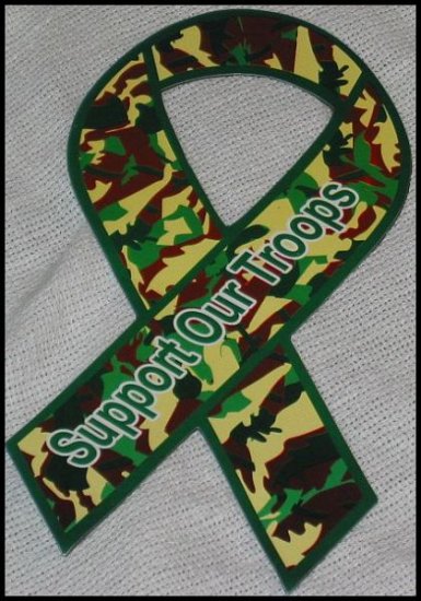Support Our Troops in Iraq Patriotic Army Camouflage Magnetic Ribbon Car Truck Auto R32