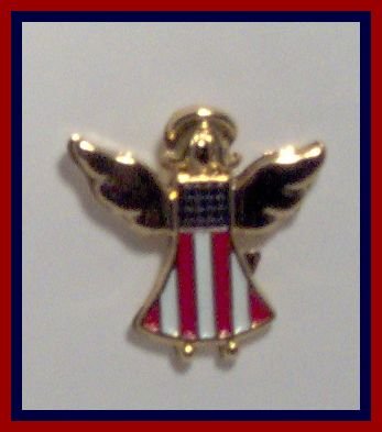 Support Our Troops Patriotic U.S.A Angel Tac Lapel Pin 18K Gold Finish & Enameled American Flag