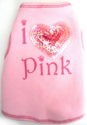 Dog Cothes Adorable Valentine I Love Pink Sequin Heart Tank