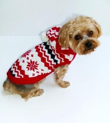 Dog Clothes Adorable Fair Isle White Snowflake Hoodie