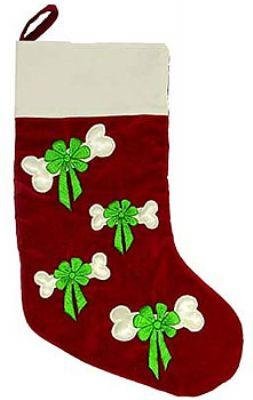 Dog Clothes Adorable Bow & Bone Embroidered Stocking