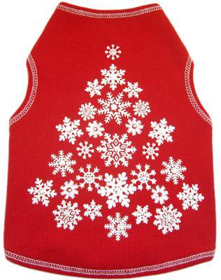 Dog Clothes Adorable Red Snowflake Holiday Tank