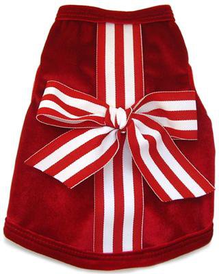 Dog Clothes Adorable Red Christmas Present Velvet Tank