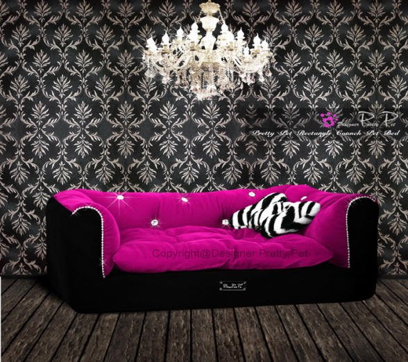 Dog Beds NEW!! Rectangular Hot Pink & Black Couch Bed