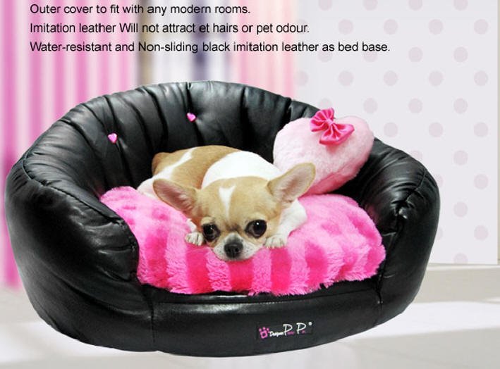 Dog Beds NEW!! Faux Leather Black Round Couch Bed