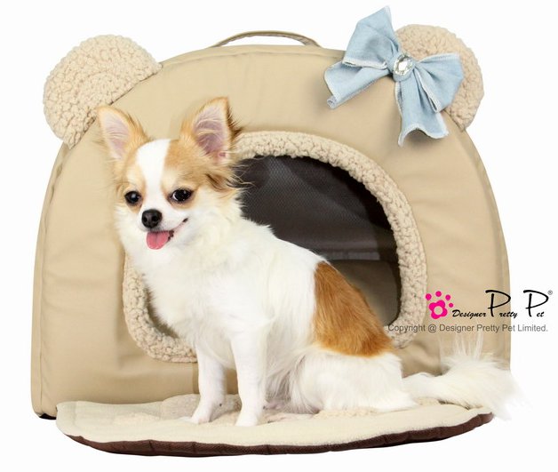 Dog Beds NEW!! Faux Leather Beige Bear House Bed