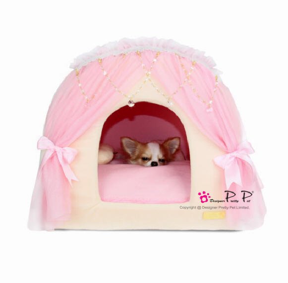 Dog Beds NEW!! Pink & Cream Princess House Bed