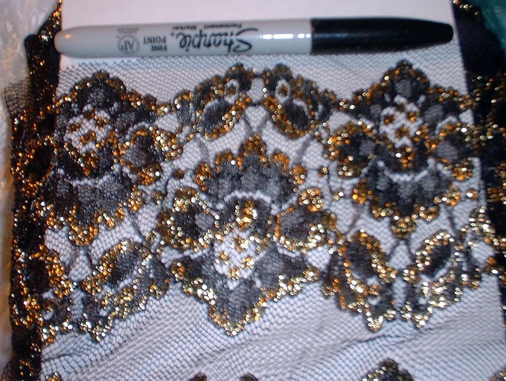 Sheer Black & Gold Flowered Fabric 1 Yard GORGEOUS!