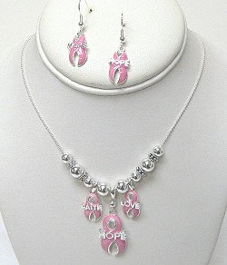 FAITH, HOPE, & LOVE PINK RIBBON SET NKS553