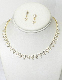 DELICATE RHINETONE CHOKER SET NKR651