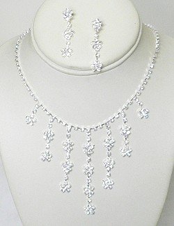 RHINESTONE JEWELRY WITH FLOWER DESIGN NKR637