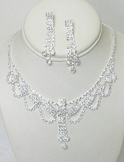 RHINESTONE NECKLACE SET WITH SWAGS NKR622