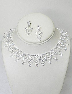 RHINESTONE LACE COLLAR SET NKR620