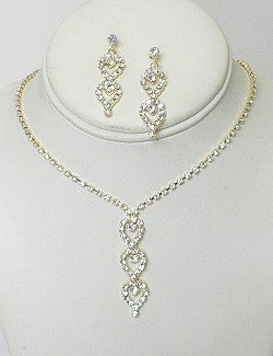 TEARDROP RHINESTONE NECKLACE SET NKR613