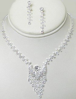 RHINESTONE FRINGE NECKLACE SET NKR612