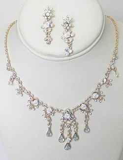 CRYSTAL FLOWER NECKLACE SET NKR610