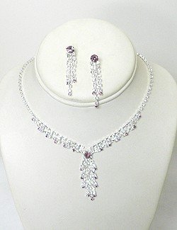 RHINESTONE NECKLACE SET WITH COLOR NKR599