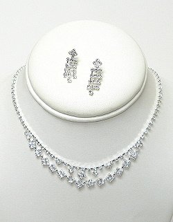 DOUBLE LINE RHINESTONE NECKLACE SET NKR574