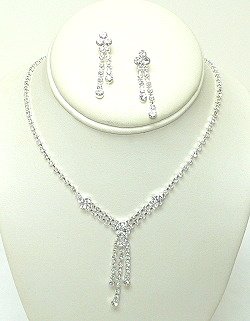 CENTER DROP CLEAR RHINESTONE SET NKR560