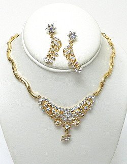 GOLD PLATED CLEAR AND AB SET NKR556