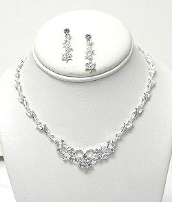 CLEAR & AB RHINESTONES FLOWER SET NKR532
