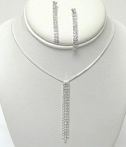 CLEAR RHINESTONE DANGLING SET NKR527