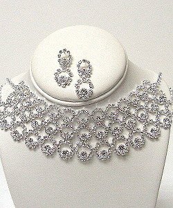 3 ROW CIRCLE AUSTRIAN CRYSTAL CHOKER SET NKR477