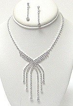 DANGLING CLEAR RHINESTONE SET NKR438