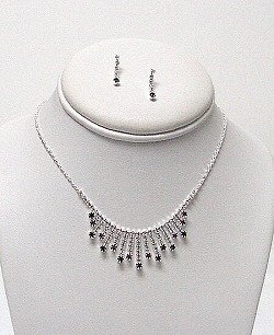 CLEAR AND PURPLE RHINESTONE NECKLACE SET NKR399