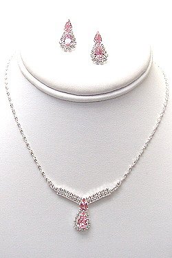 PINK AND CLEAR RHINESTONE SET NKR358