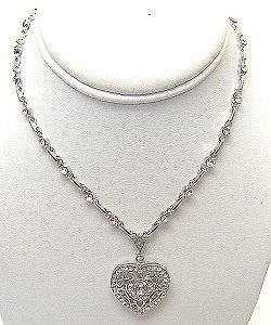 VINTAGE LOOK RHINESTONE HEART NECKLACE NKR330