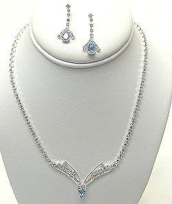 ACQUA AND CLEAR RHINESTONE NECKLACE SET NKR324