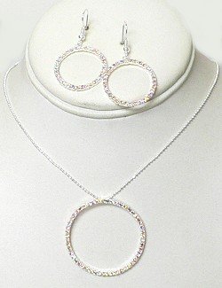 RHINESTONE CIRCLE NECKLACE SET NKR669