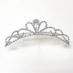 CLEAR & IRIDESCENT RHINESTONE TIARA COMB TIA236