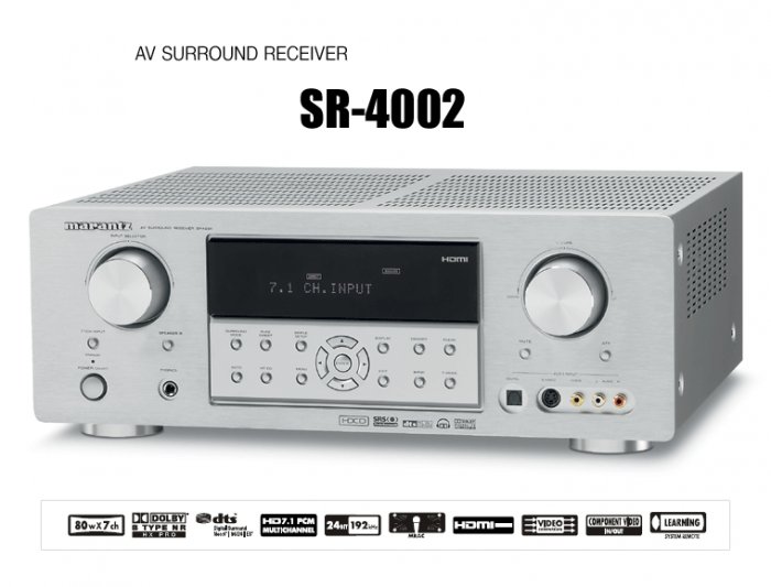 Rs 32300 Marantz SR4002 7.1 PCM decoding for HD Audio from Blu-ray Discâ„¢ MRAC 7.1 AV Receiver