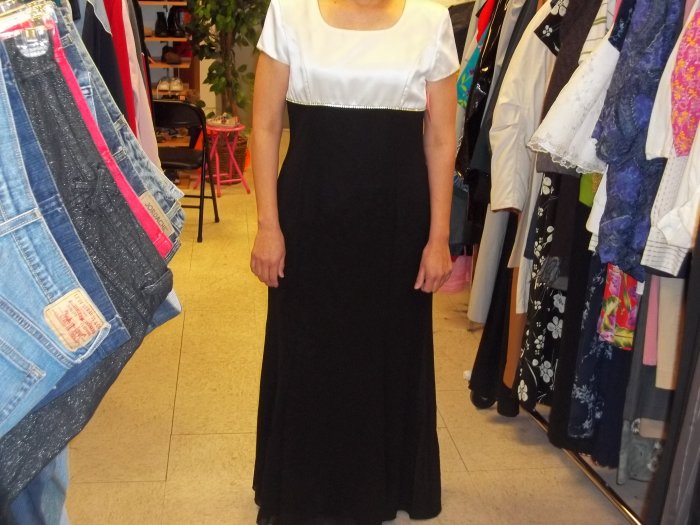 Scott Mcclintoch cream and black dress