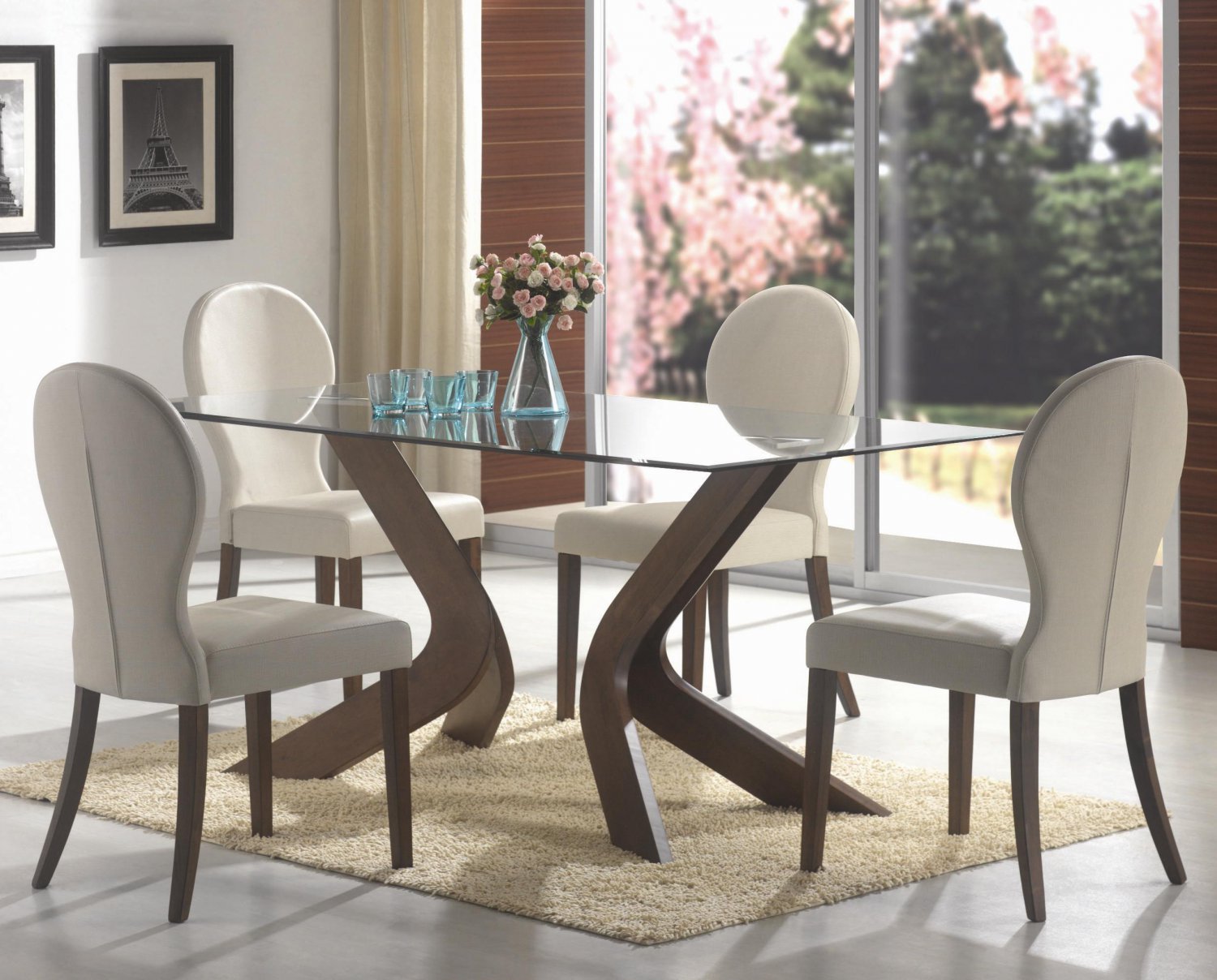 120361-62 San Vicente Glass Top 5pc Dining Set by Coaster